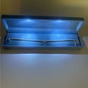 Dane Craft Fine Silver Plated Bracelet with CZ Heart Accent in Blue light up Box